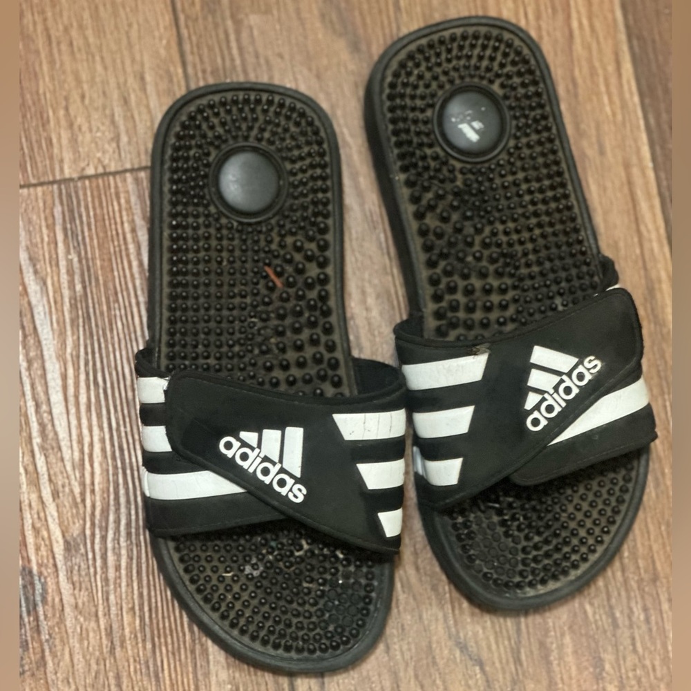 Adidas Black and White Massage Slides
